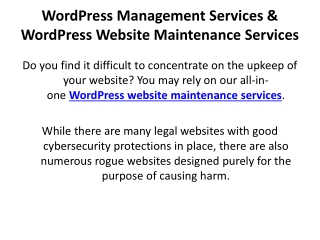 WordPress Management Services and WordPress Maintenance Services
