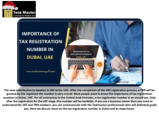 Importance of Tax Registration Number in Dubai, UAE