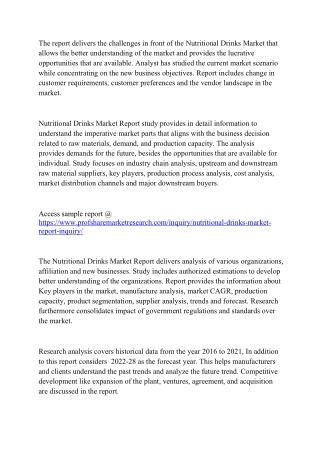 Nutritional Drinks Market estimated to reach USD 9721.98 million by 2028