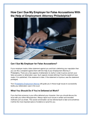 How Can I Sue My Employer for False Accusations?