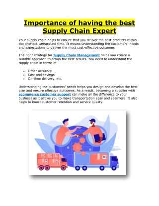 Importance of having the best Supply Chain Expert