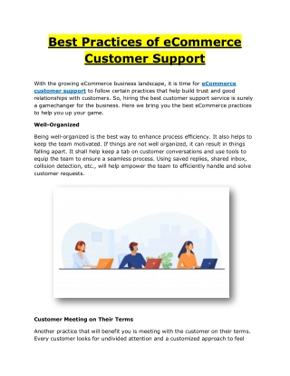 Best Practices of eCommerce Customer Support