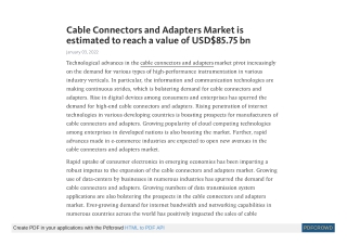 Cable Connectors and Adapters Market - Global Industry Analysis, Size, Share, Gr