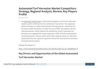 Automated Turf Harvester Market Share, Insights by 2031