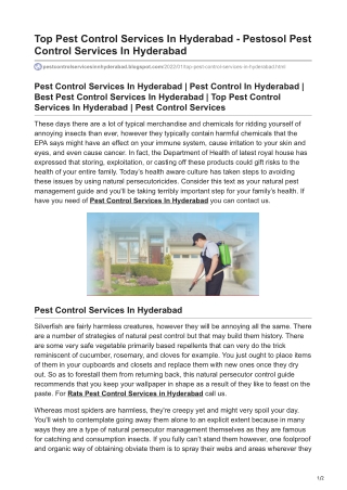 Top Pest Control Services In Hyderabad - Pestosol Pest Control Services In Hyderabad