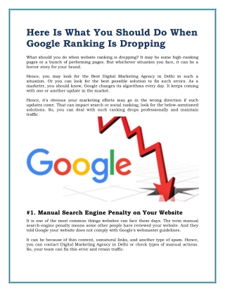 Here Is What You Should Do When Google Ranking Is Dropping