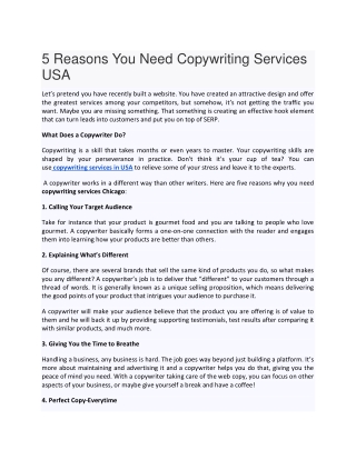 5 Reasons You Need Copywriting Services USA