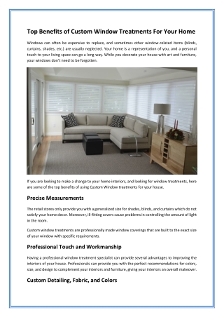 Benefits Of Custom Window Treatment