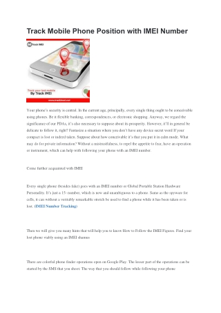 Track Mobile Phone Position with IMEI Number-converted