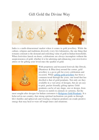 Gift Gold the Divine Way