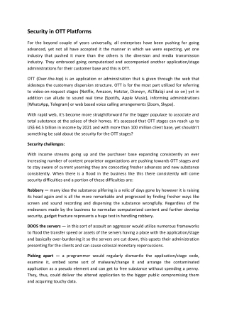 Security in OTT Platforms