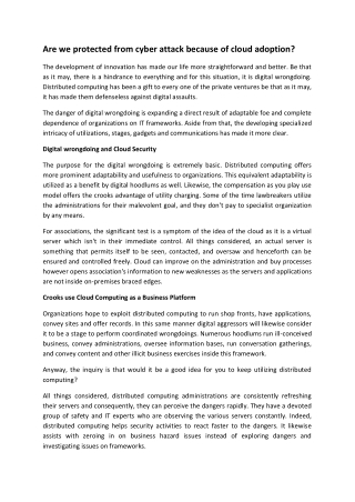 Are we protected from cyber attack because of cloud adoption