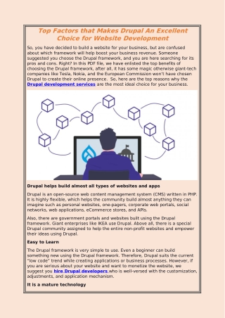 Top Factors that Makes Drupal An Excellent Choice for Website Development