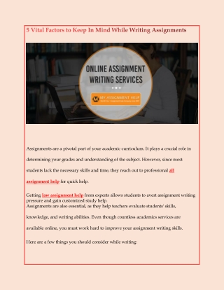 5 Vital Factors to Keep In Mind While Writing Assignments
