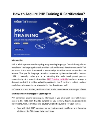 How to Acquire PHP Training & Certification?