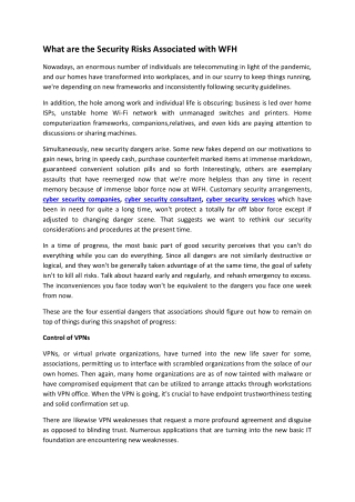 What are the Security Risks Associated with WFH