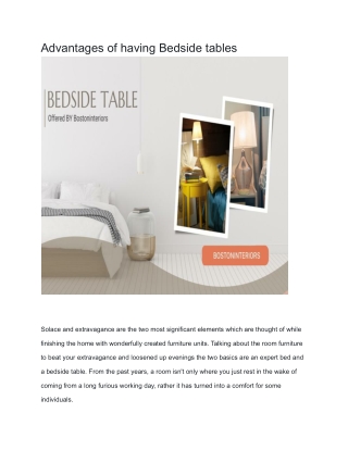 Advantages of having Bedside tables