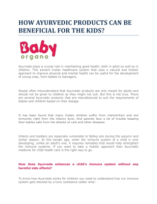 HOW AYURVEDIC PRODUCTS CAN BE BENEFICIAL FOR THE KIDS