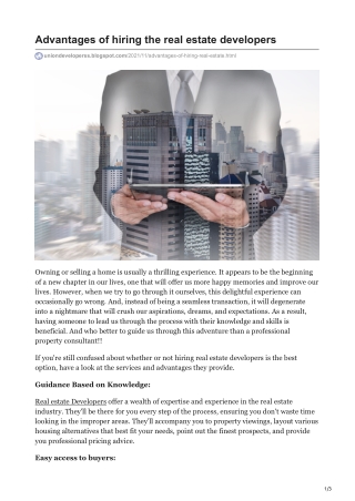 Advantages of hiring the real estate developers
