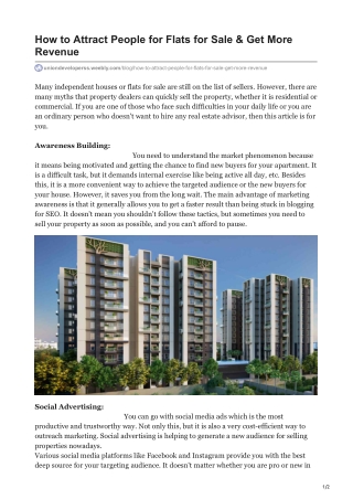How to Attract People for Flats for Sale & Get More Revenue