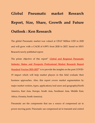 Global Pneumatic market Future Outlook : Ken Research