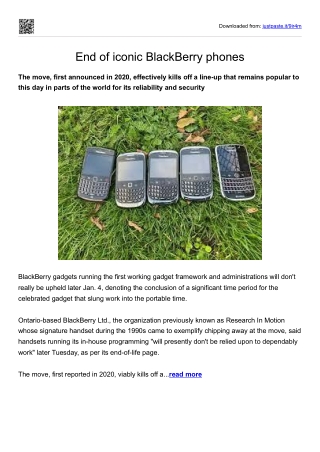 End of iconic BlackBerry phones