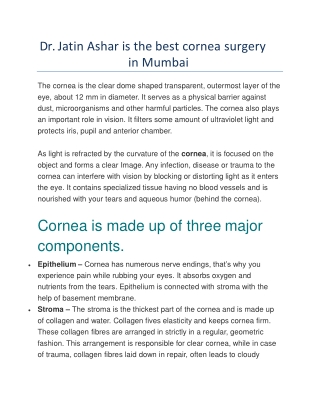 Dr. Jatin Ashar is the best cornea specialist in mumbai