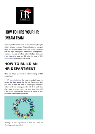 How to Find and Hire the HR Team of Your Dreams?