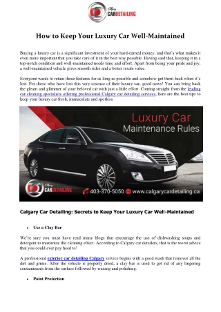 How to Keep Your Luxury Car Well-Maintained