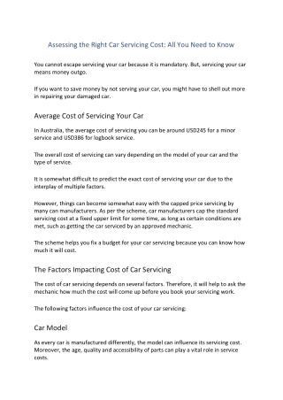 Assessing the Right Car Servicing Cost All You Need to Know
