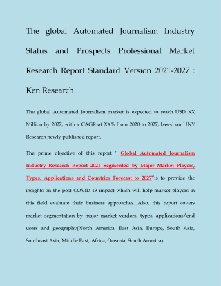 global Automated Journalism Market Future Outlook : Ken Research