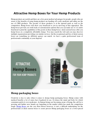 Attractive Hemp Boxes for Your Hemp Products