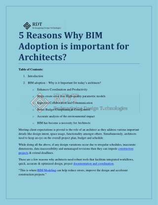 5 Reasons Why BIM Adoption is important for Architects