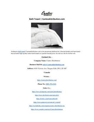 Bath Towel | Cantexdistribution.com