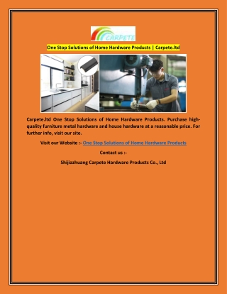 One Stop Solutions of Home Hardware Products