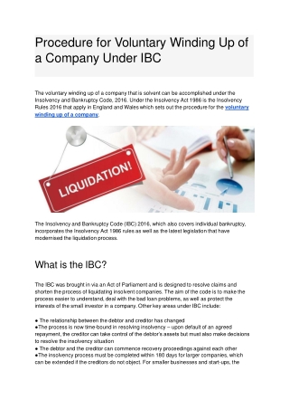 Procedure for Voluntary Winding Up of a Company Under IBC