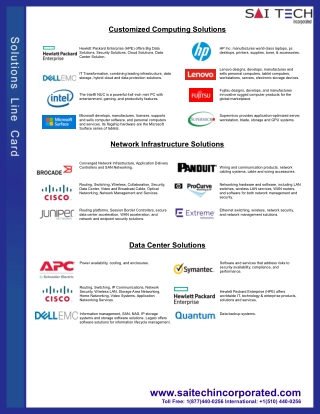 Saitech Incorporated Solutions Line Card