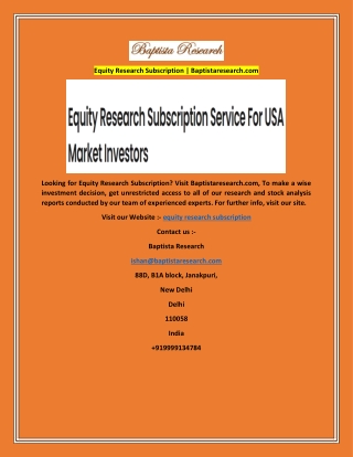 Equity Research Subscription