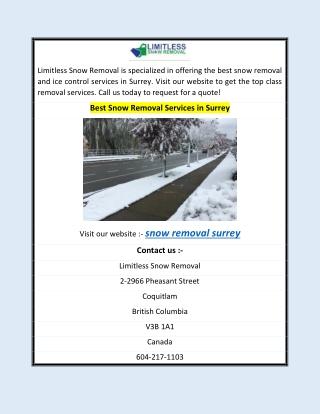Best Snow Removal Services in Surrey
