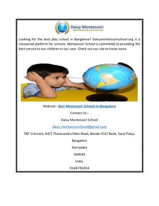 Best Montessori Schools in Bangalore | Daisymontessorischool.org