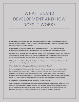 What Is Land Development and How Does It Work