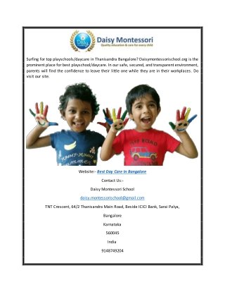 Best Day Care in Bangalore | Daisymontessorischool.org