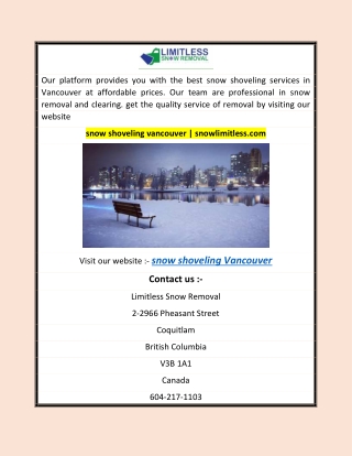 snow shoveling vancouver | snowlimitless.com