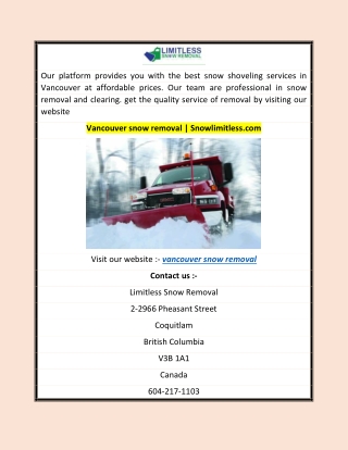 Vancouver snow removal | Snowlimitless.com