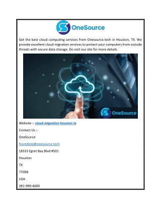 Cloud Migration Houston TX   Onesource.tech