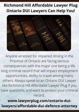 _Richmond Hill Affordable Lawyer Plug Ontario DUI Lawyers Can Help You!