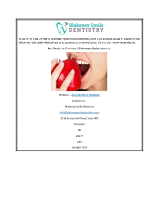 Best Dentist In Charlotte  Blakeneysmiledentistry.com