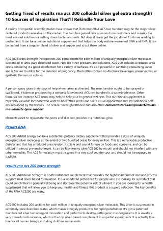 How to Outsmart Your Peers on results rna acs 200 colloidal silver