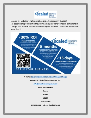 Epicor Implementation Project Manager Chicago  Scaledsolutionsgroup.com