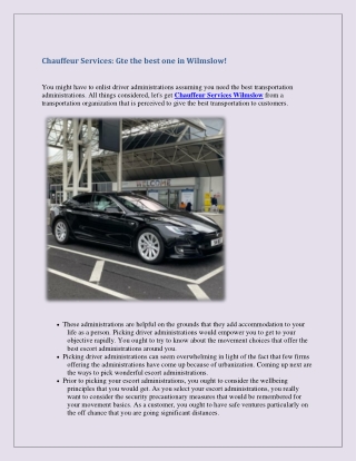 Top Chauffeur Services in Wilmslow